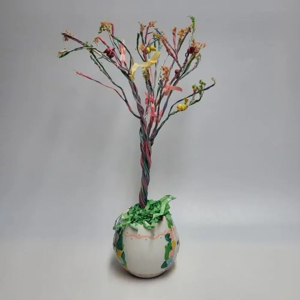 Vintage Bunny Towne‎ Easter Tree with Wooden Ornaments and Original Box